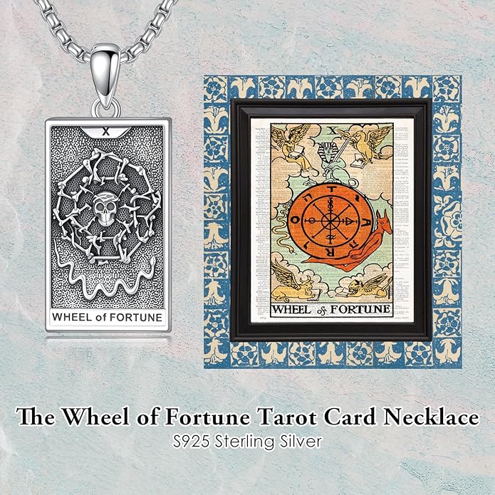 PELOVNY Tarot Card Necklace 925 Sterling Silver Skeleton Necklace The Sun Moon Star Strength Lovers Death Devil Fool Tarot Jewelry Christmas Birthday Gifts for Men Women Unisex