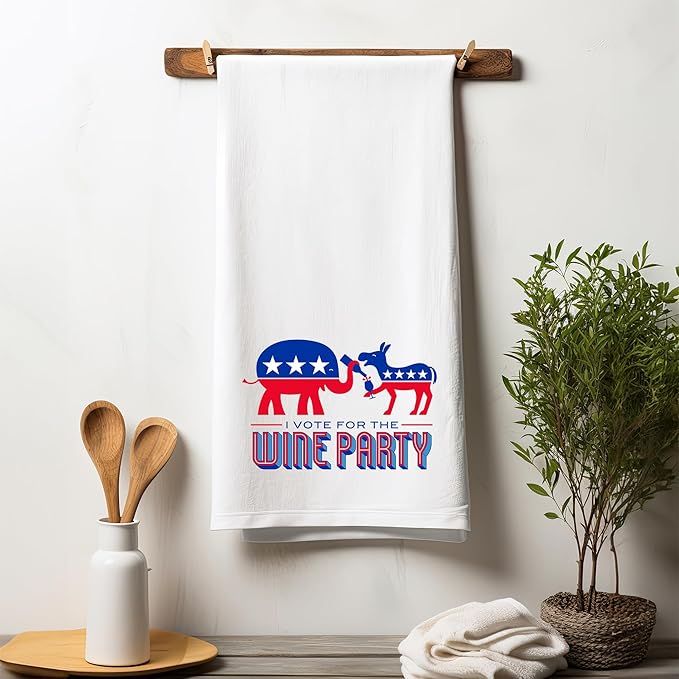 Chris's Stuff Kitchen Dish Towel - Flour Sack Cotton Dishcloth - Highly Absorbent - 27 x 27 Inches for Wine Lovers - Funny Quote Therapy (Wine Party)