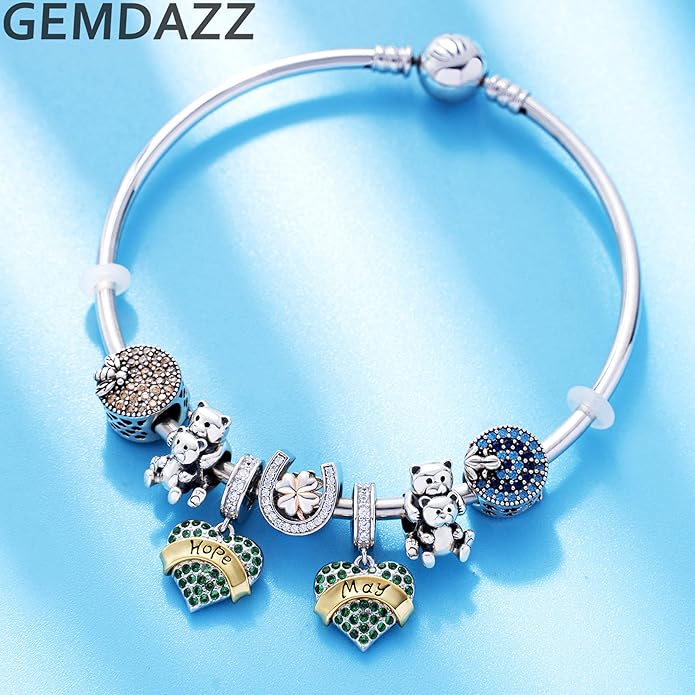 GEMDAZZ Animal Theme Charms in 925 Sterling Silver, Cute 3D Polar Bear, Frog, Cicada, Ladybug, Bee, Dragonfly Beads fit European Women Bracelet, Gift for Birthday/Christmas/Friends/Mom/Lover