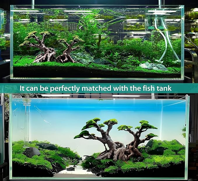 Novelsite Fish Tank Decorations - Large Bonsai Trees with Faux Moss- Aquarium Rocks Aquascaping- Made of Sandstone 17" x 8.6" x 5" Enhance Aquatic Landscape with Realistic Natural Look