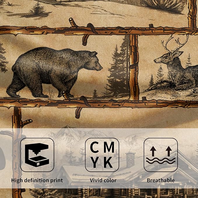 Giwawa Vintage Bear Deer Hand Towels Set of 2 Forest Cabin Face Bath Fingertip Towel Soft Absorbent Dish Wash Cloth Kitchen Bathroom Home Decor