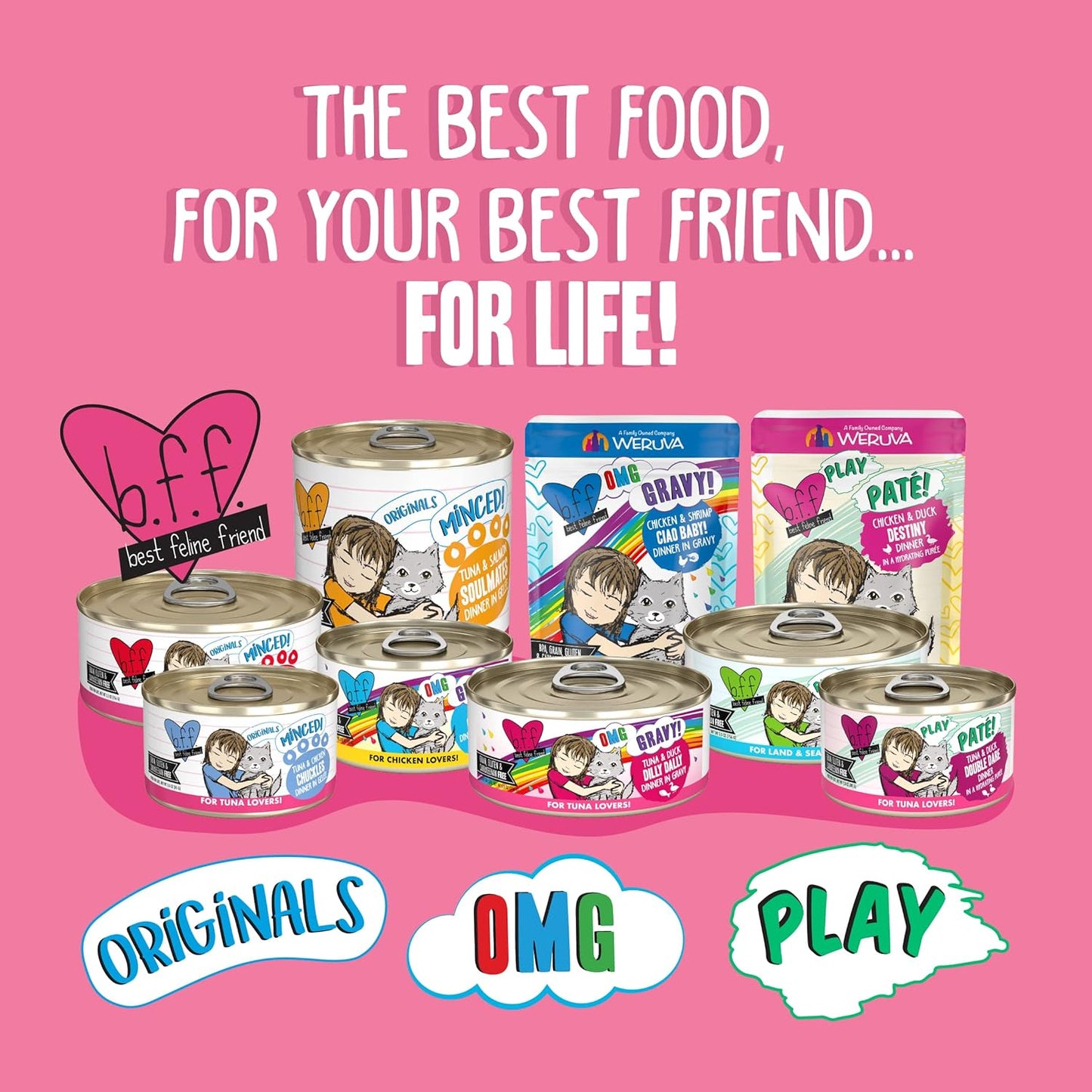 Weruva B.F.F. Play - Best Feline Friend Paté Lovers, Aw Yeah!, Tuna & Chicken Check Please! with Tuna & Chicken, 2.8oz Can (Pack of 12)