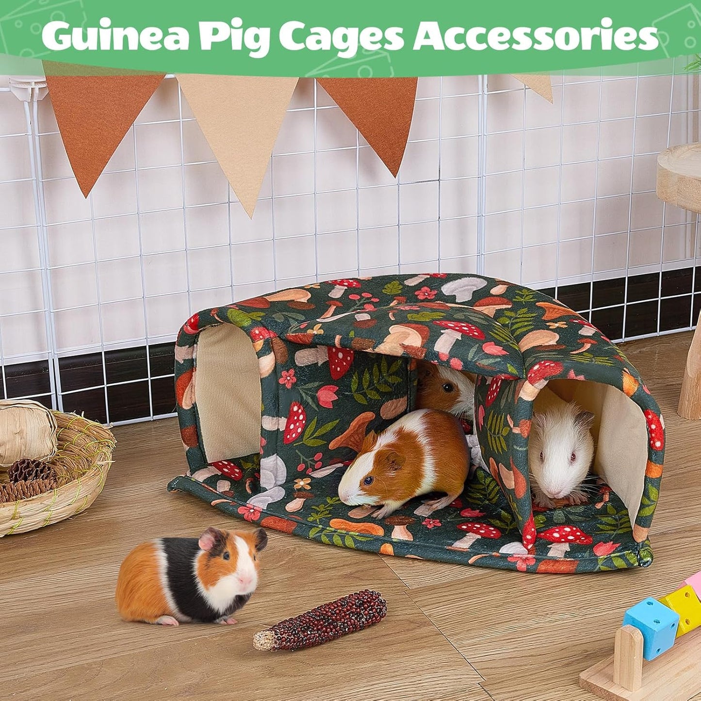 Unicorn Catcher Guinea Pig Hideout - Large Cozy Bed, Warm House, Washable Tunnel Accessories for Small Pets: Hamster, Chinchilla, Bunny