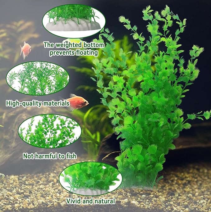 kathson 2PCS Extra Large Artificial Aquarium Plants,23 Inches Tall Fish Tank Decorations Plant Plastic Seaweed Decor Bendable Underwater Fish Tank Accessories Large Plants (Green)