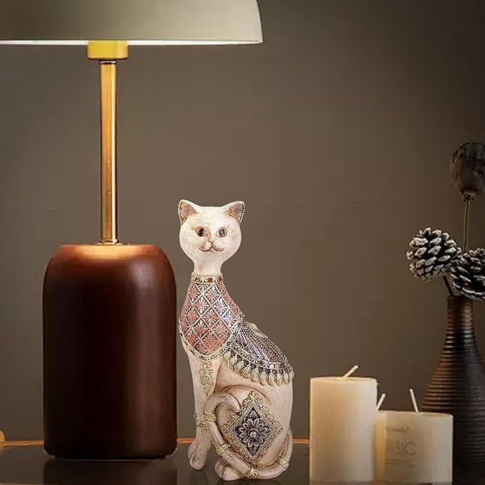Leekung Cat Statue for Home Decor,Cat Figurine and Sculptures for Shelf Table Desk Bathroom Living Room Bedroom Decor,Vintage Home Décor Accents,Cats Art Themed Decorations,Cats Lover Gifts for Women