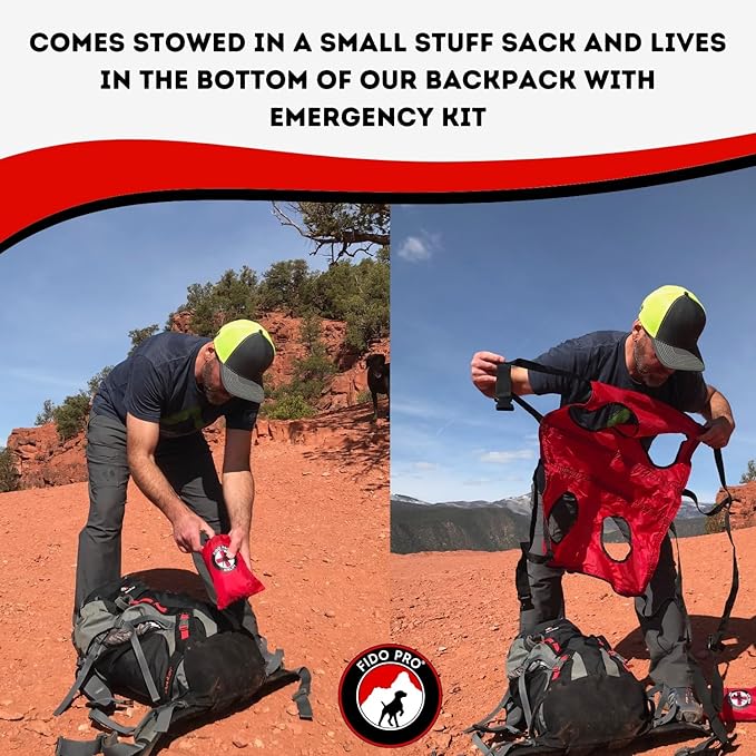 Fido Pro Airlift Emergency Dog Rescue Sling - Lightweight, Packable Dog Sling for Large Dogs with 8-Point Support System for Safe Transport - Ideal for Hiking, Skiing - Fits Dogs 45-70 lbs