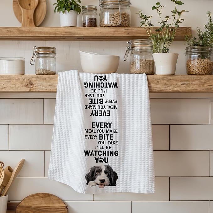Funny Border Collie Kitchen Towels, Gifts for Border Collie Lovers Tea Dish and Hand Towels for Decorative Use in Kitchen and Bathroom,Every Meal You Make Dog Themed Kitchen Decor, 16x24 Inch