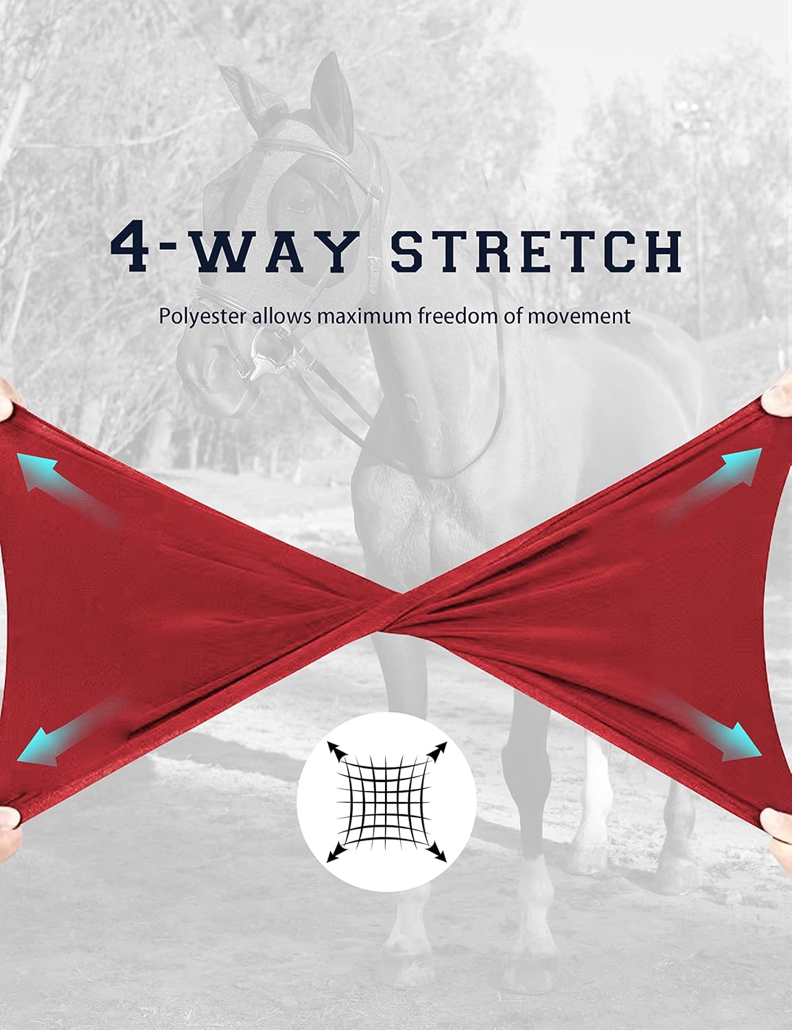 Horse Fly Mask with Ears, UV Protection Mask for Horses, Elasticity Mask with Big Mesh Eye Covers, Snug Fitting Comfortable Breathable Lightweight Rose Red Cob