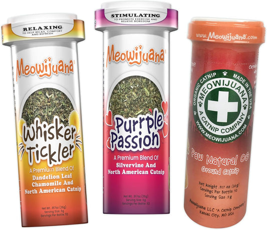 Meowijuana Purrple Passion Cat Nip - Premium Organic Blend of Catnip for Cats & Silvervine, Stimulates Playful Behavior, 26g, Natural Wellness Gift for Cat Lovers