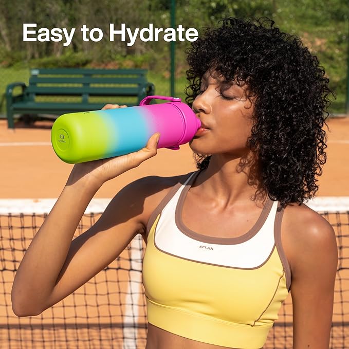 Insulated Water Bottle with Straw Stainless Steel Water Bottle, Leak-Proof, BPA-Free, Double Wall Vacuum Keeps Cold for 24 Hours for Sports, Travel, School (26 oz, Lime Sorbet)