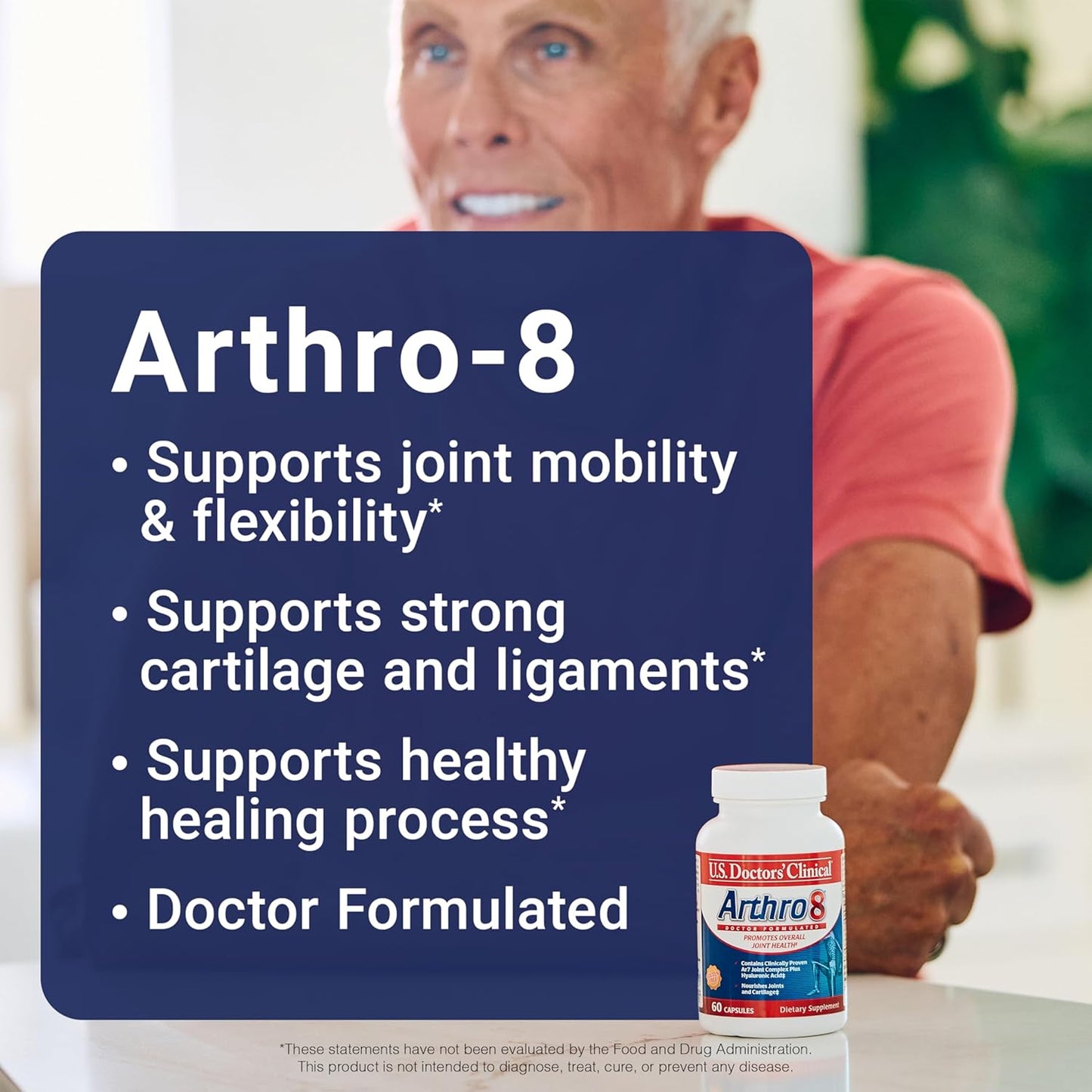 U.S. Doctors’ Clinical Arthro8 - Doctor-Formulated Joint Supplement + Hyaluronic Acid + Turmeric & Collagen for Flexibility, Mobility, & Strong Cartilage - 60 Capsules - 15/30-Day Supply