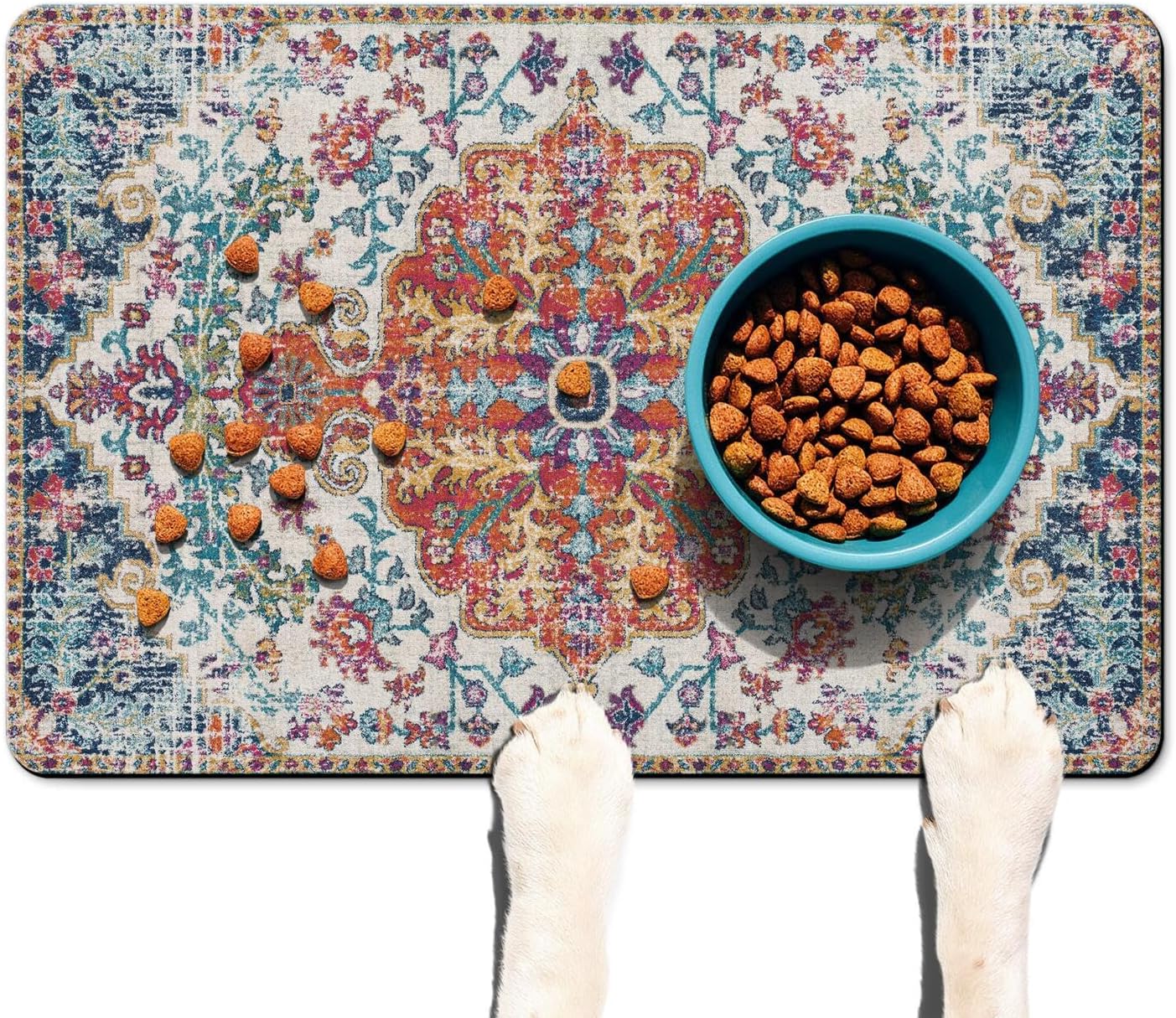 Pet Feeding Mat for Floors Waterproof Dog Mat for Food and Water Absorbent Quick Dry Non Slip mat for Cat Bowls