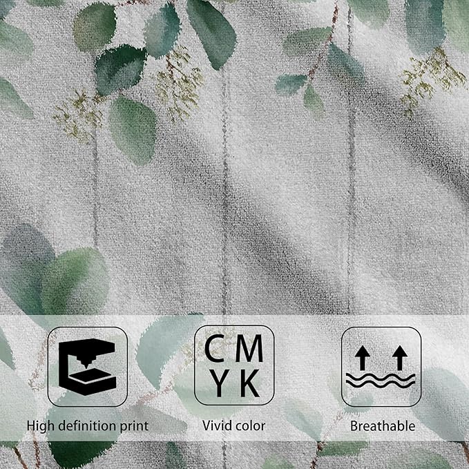 Green Eucalyptus Bouquet on White Board Bathroom Hand Towel Set of 2,Watercolor Eucalyptus Leaves Fingertip Kitchen Hand Towel,Soft Absorbent Decorative for Hotel Home Decor