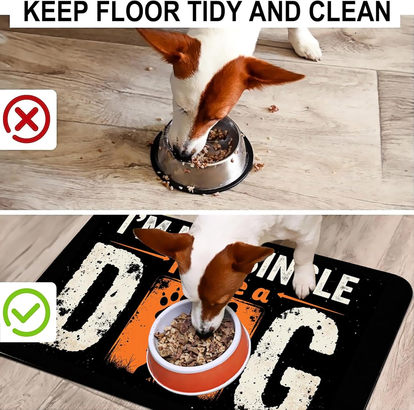 Not Single Dog Pet Cat Dog Food Mat-Absorbent Quick Dry Feeding Placemat for Water and Food, No Stains Rubber Base Mat for Indoor Use, Pet Accessories 12"x20"