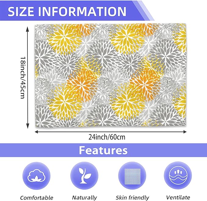 Orange and Grey Flowers Bath Hand Towels for Bathroom Decorative,Dehlia Flowers Soft Absorbent Hand Towels for Kitchen Home Gym Beach 16"x24"