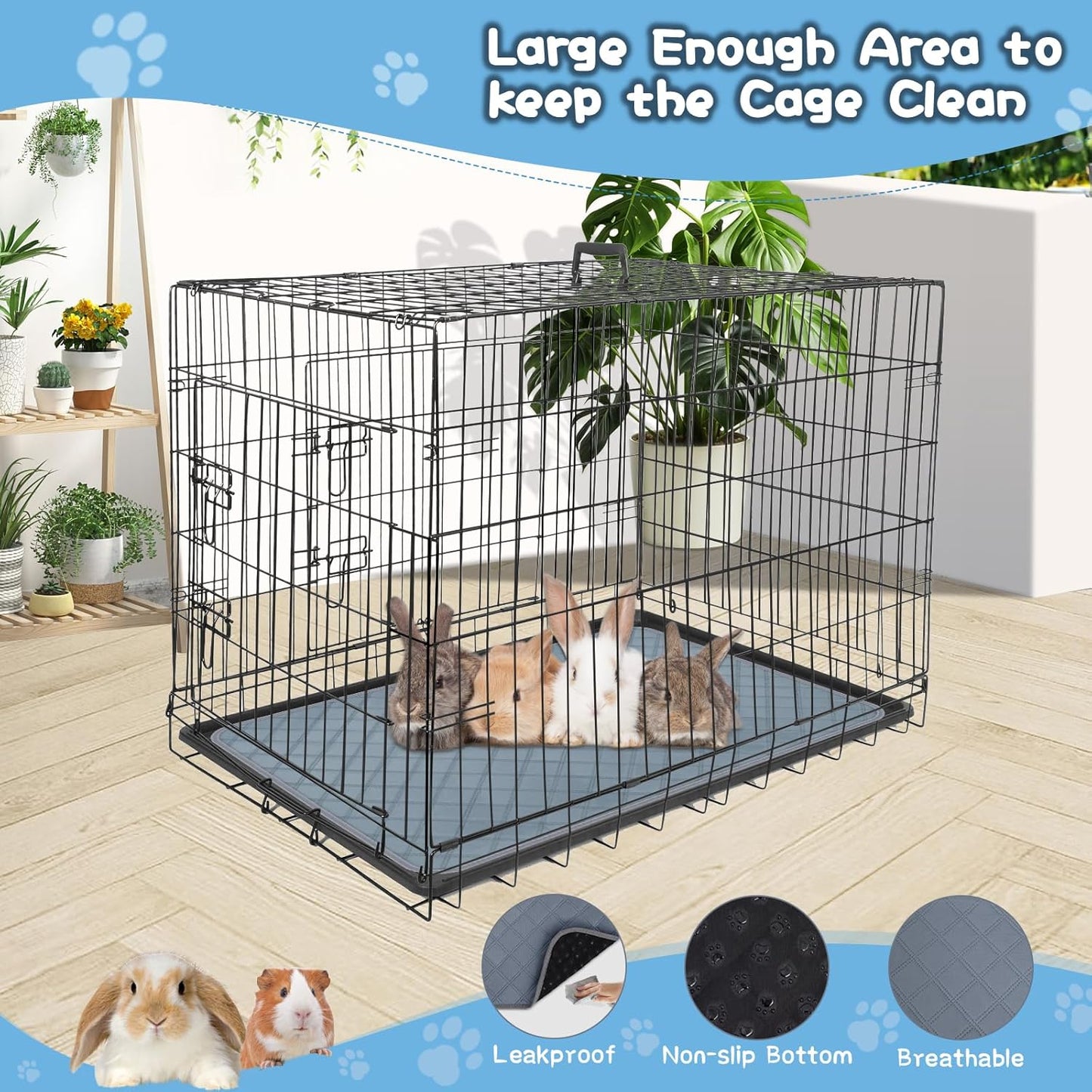 6 Packs Washable Guinea Pig Cage Liners, Waterproof Guinea Pig Pee Pads Reusable Absorbent Bedding Anti Slip Mats for Small Animals Bunny Rabbit Hamster (24 x 18in)