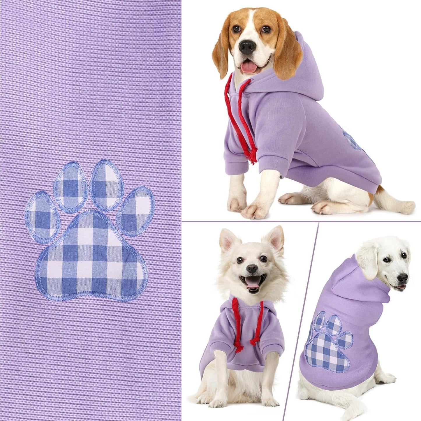 SAWMONG Dog Hoodie,Flannel Pet Hooded Sweater with Hat Puppy Pullover Sweater Shirt,Dog (Purple,2XL)