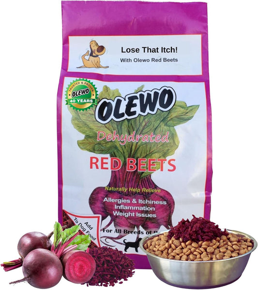 Olewo Original Red Beets for Dogs – Natural Anti Itch for Dogs, Dog Food Topper, Immune, Cleansing, Skin & Coat Support, Dehydrated Whole Food Dog Multivitamin, Fiber for Dogs, 1 lb