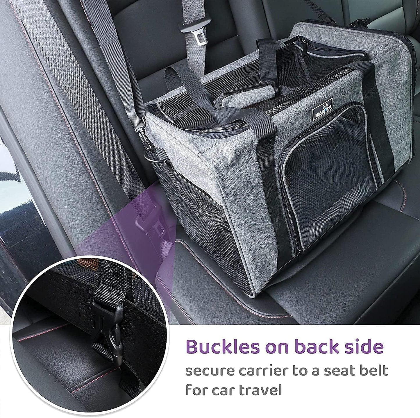 TSA Approved Pet Carrier for Small Cats Dogs, Travel Bag with Adequate Ventilation, 5 Mesh Windows, 3 Entrance, Locking Safety Zippers, Padded Shoulder and Carrying Strap, Small