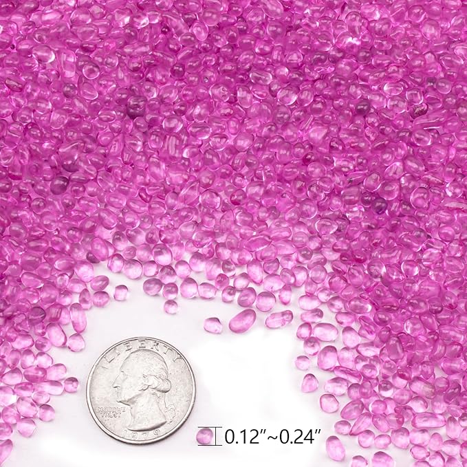 Keedolla 3 LB Fish Tank Rocks Gravel Pink, Aquarium Glass Pebbles Gemstones Beads Betta Fish Tank Stones for Vase Fillers, DIY Crafts, and Home Decor