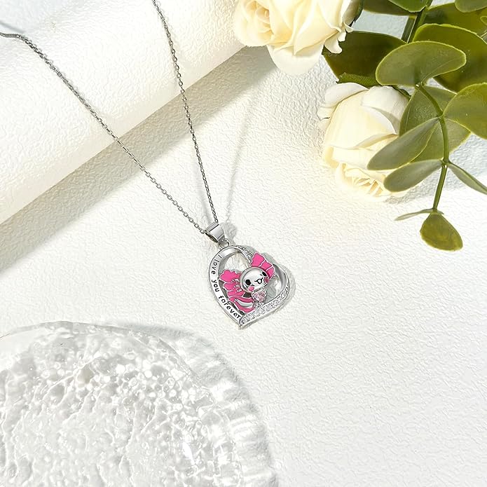 Penguin/Elephant/Frog Mushroom/Cat/Fox/Highland Cow/Axolotl/Yorkie Necklace Jewelry for Women Birthday Christmas Gifts