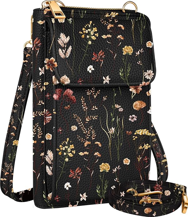 Cute Crossbody Purse Cell Phone Bags for Women - Leather Cellphone Wallet Purse with Handle Rope and Adjustable Shoulder Rope