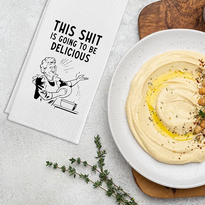 Funny Dish Towels with Sayings This Sxxt is Going to Be Delicious Kitchen Towels Adult Humor Towels for Kitchen Decor Sweet Housewarming Gifts Funny Towels Gifts for Women Hostess Sister