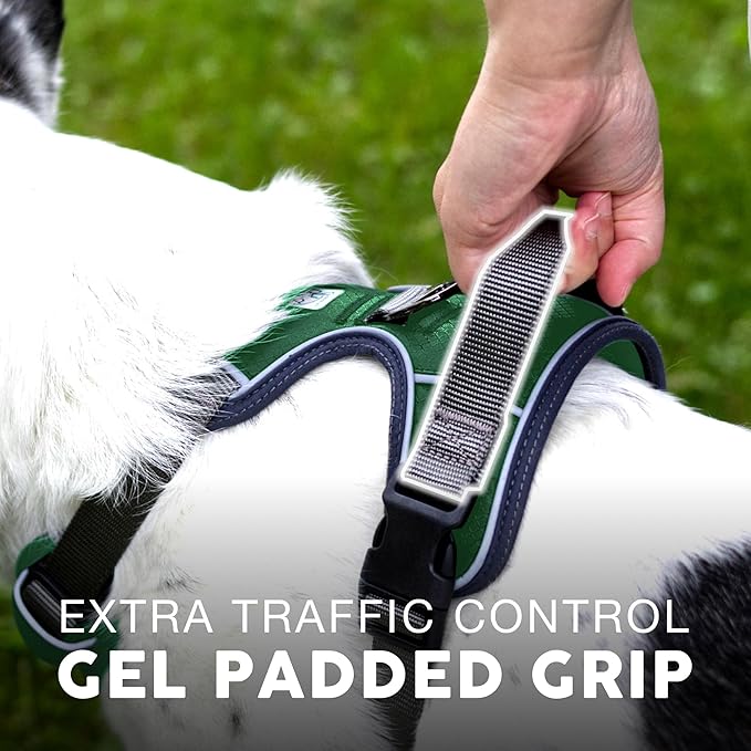 Embark Adventure Dog Harness, Reflective Trim No Pull Dog Harness for Large Dogs - Military Grade Nylon, Front Clip with Gel Lined Handle.