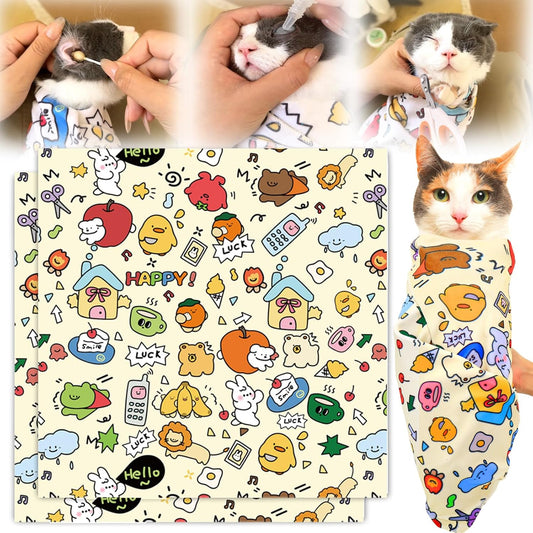 XANGNIER 2 Pcs Cat Wrap for Grooming,Cat Restraint Wrap for Cutting Nails,Fabric Burrito Wrap for Nail Clipping, Anti-Scratch, Anti-Escape,Multifunctional Swaddle Wrap Pet Tool (27.5 x 27.5 Inch)