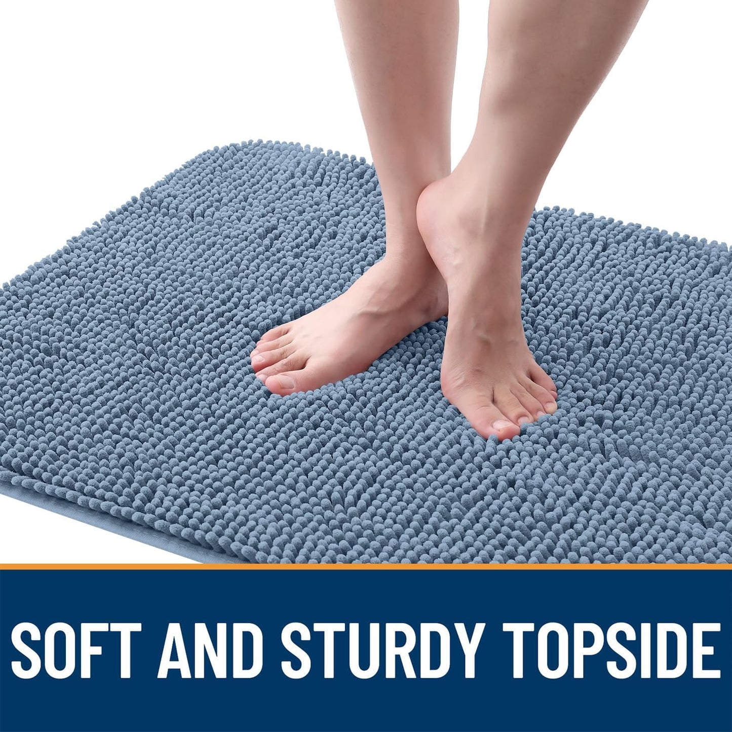 OLANLY Dog Door Mat for Muddy Paws 70x24, Absorbs Moisture and Dirt, Absorbent Non-Slip Washable Doormat, Quick Dry Chenille Mud Mat for Dogs, Entry Indoor Entryway Carpet for Inside Floor, Airy Blue