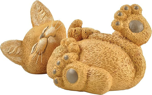 Whimsical Orange Cat Playing with Tail Figurine Cat Home Office Decorations - Happy Cat Collection - Gifts for Cat Lovers, Cat Lover Gifts for Women, Cat Lover Gifts for Men, Cat Decor for Cat Lovers