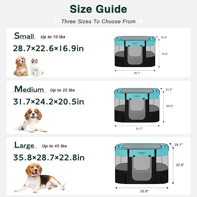 Love's cabin Pet Puppy Dog Playpen, Large Dog Tent Crates Cage Indoor/Outdoor, Portable Exercise Playpen for Dog and Cat, Foldable Pop Up Dog Kennel Playpen with Carring Case (L, Green)