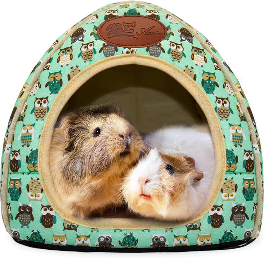 BWOGUE Guinea Pig Bed Warm Cave Beds Hamster House Large Hide-Out for Rabbit Guinea Pigs Bearded Dragon Rats Winter Warm Cage Nest,Green