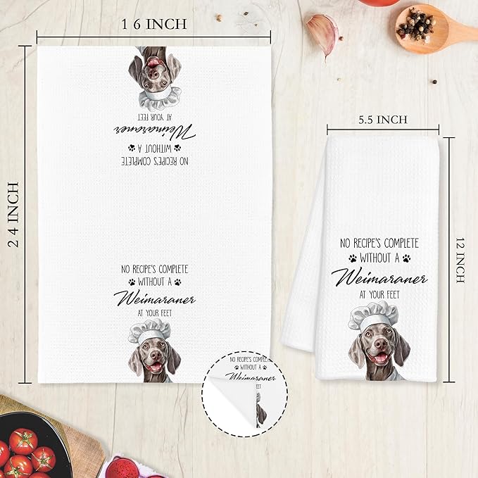 Weimaraner Gifts Kitchen Towels Decorative, Weimaraner Dog Dish Tea Towels for Kitchen Drying, Weimaraner Dog Mom Lovers Gifts Hand Towels, 16x24 Inch