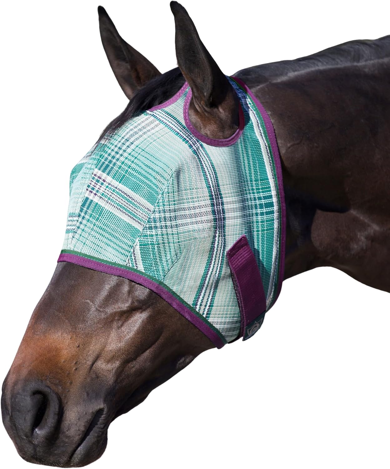 Kensington UV Horse Fly Mask with Web Trim - Protective Mask with Dual Ear Opening & Forelock Freedom - Large, Imperial Jade