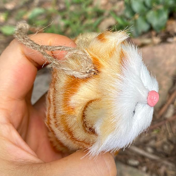 Pack of 5 Realistic Plush Baby Cats Figurines - Mini Christmas Tree Hanging Ornaments. Faux Fur Kittens. Backpack Fluffy Kitty Pendant Keychain Toys