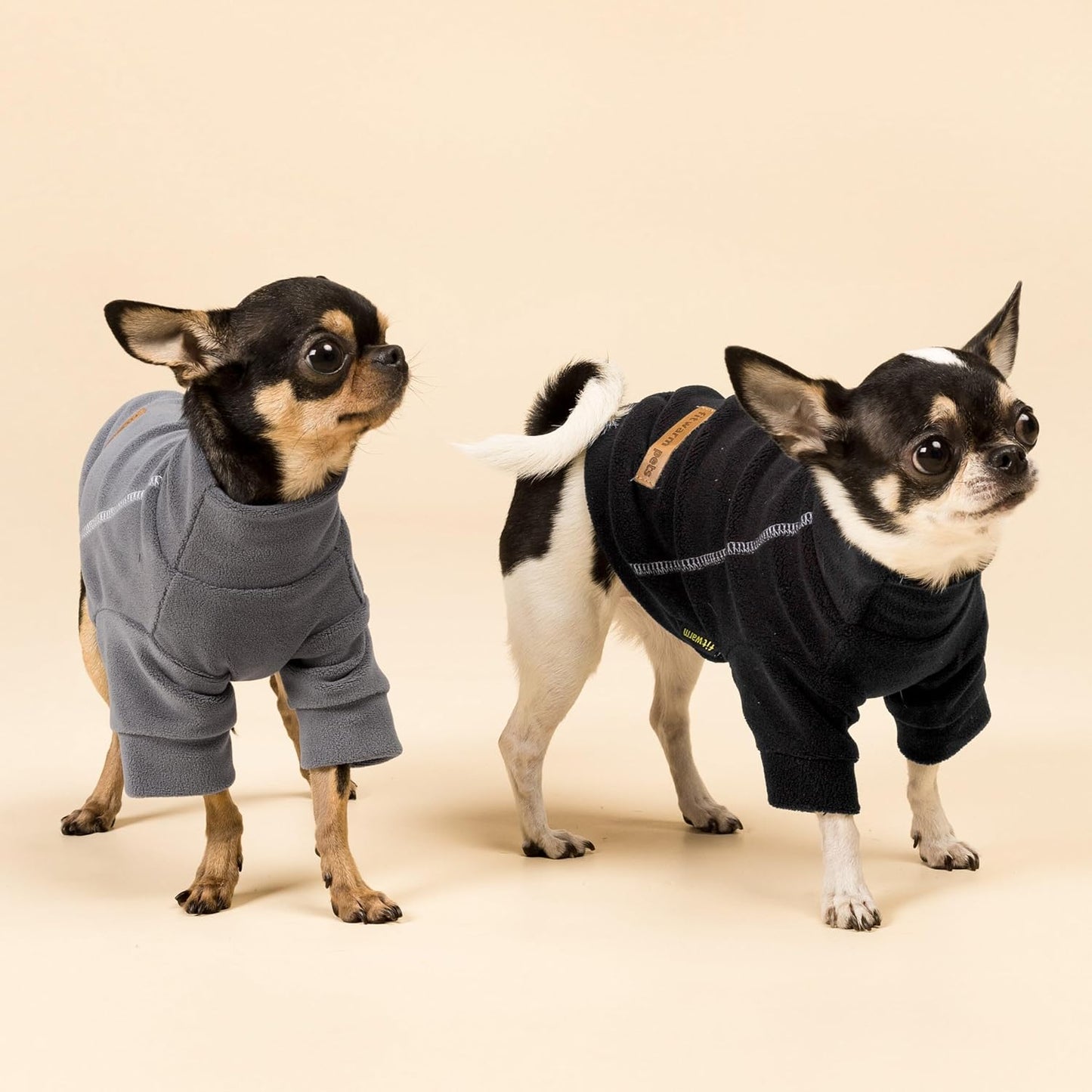 Fitwarm 3 Pack Classic Fleece Sweater, Turtleneck Sweatshirt, Winter Clothes for Small Dogs, Pet Pullover Jumper, Cat Apparel, Black, Grey, White, XXL