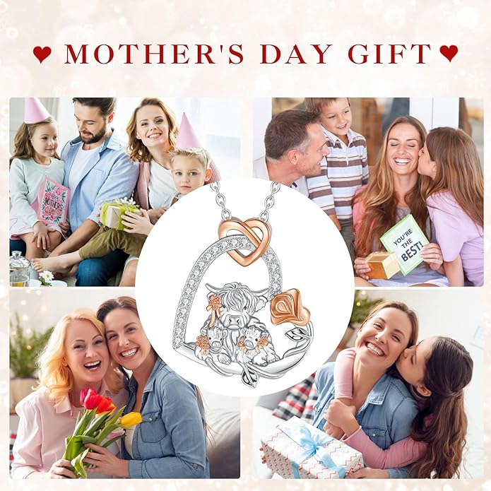 EUDORA Sterling Silver Mother Daughter Necklace for Women, Mama Son Daughter Necklace Pendant for Mom and Daughter,Mom Jewelry from Daughter Mother's Day Gift for Mother Daughter Aunt Grandma