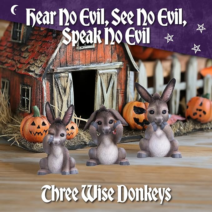 Nemesis Now Three Wise Donkeys, Grey, 11cm, Resin