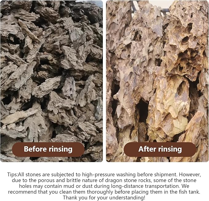 Dragon Stone Rock for Aquascaping,Aquarium Decor, Fish Tank Decorations,3-10 Inches Natural Ohko Stone for Fish Tank Landscaping (13.2 Pounds)