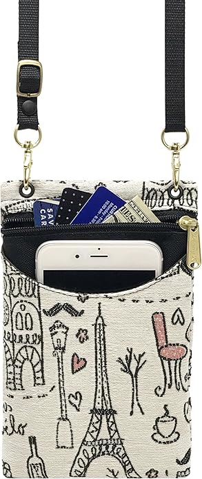 Danny K. Women's Tapestry Crossbody Cell Phone or Passport Purse, Handmade in USA