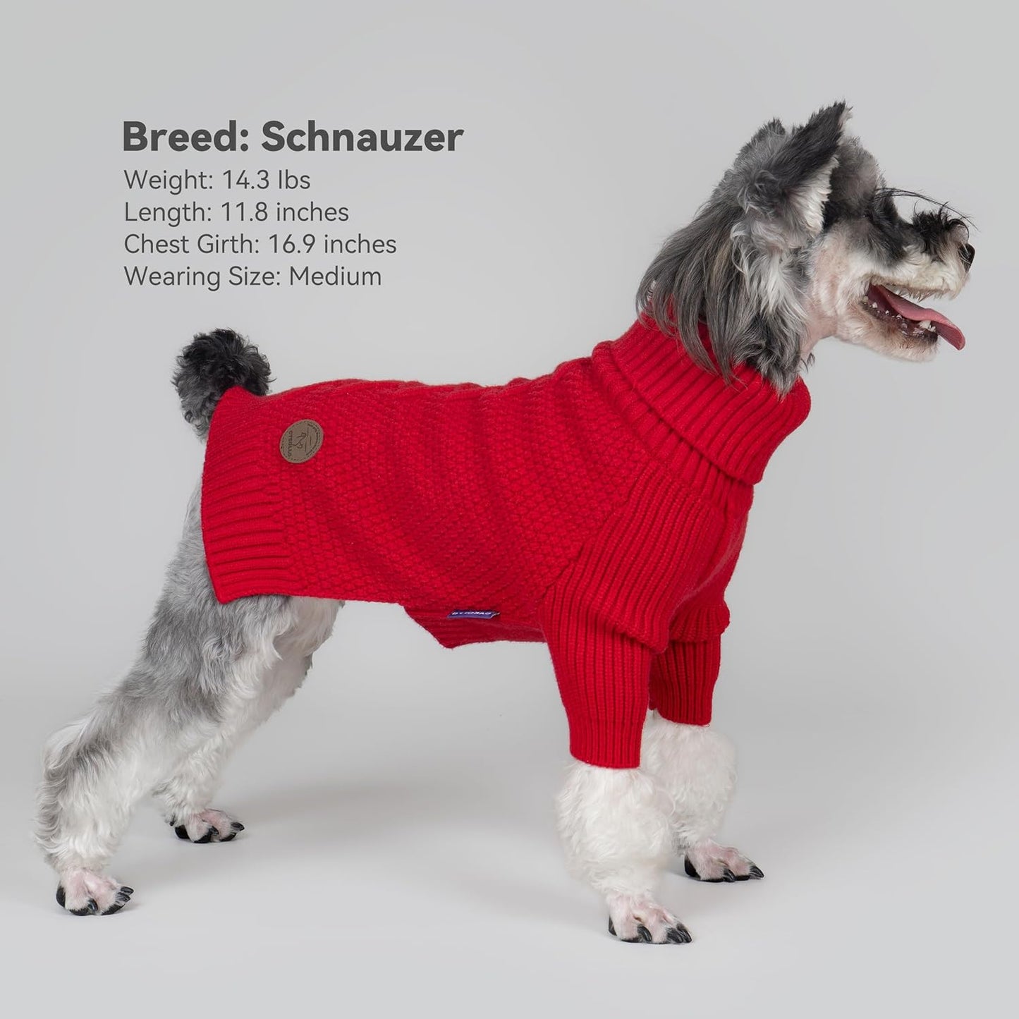 cyeollo Small Dog Sweater, Warm Turtleneck Sweaters for Small Girl, Knit Doggy Sweatshirt with Sleeves Fall Winter Pullover Cold Weather Dog Clothes for Indoor & Outdoor Wear, Red S