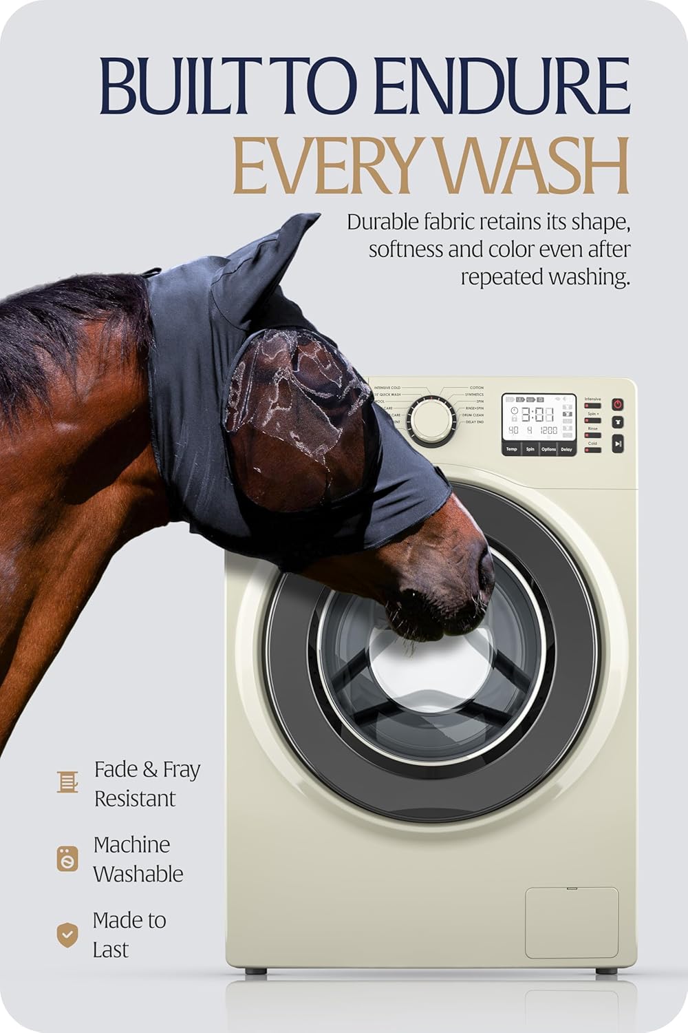 Equinavia Bug Out Fly Mask | Against Flies, Insects, UV Rays - Carbon Grey - Cob