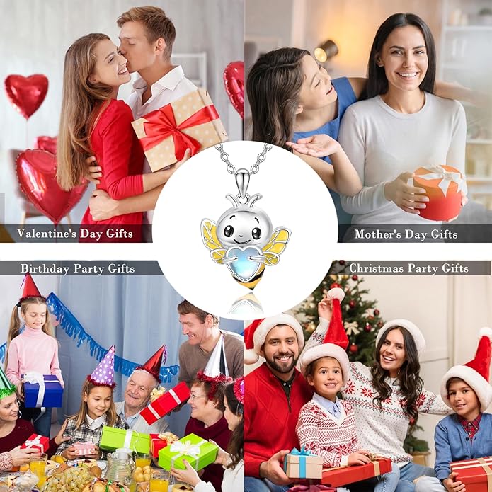 Dreamboat Moonstone Animal Pendant Necklace for Women 925 Sterling Silver Cute Animals Jewelry Gifts