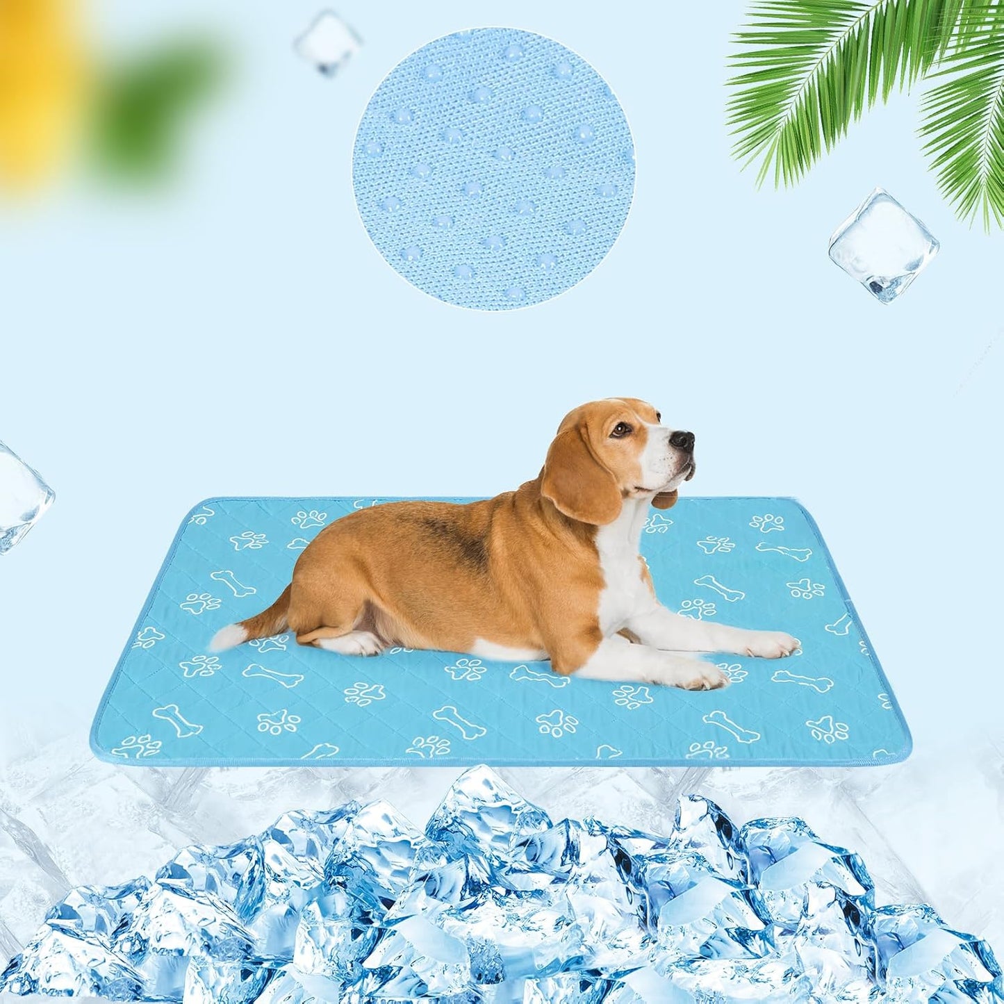 BEAUTYZOO Upgraded Dog Self Cooling Mat Ice Silk Chill Pads for Small Medium Large Dogs Q-MAX＞0.43-Summer Reusable Pet Training Pad - Absorbent Non-Slip Cool Mat for Kennels,Crates,Beds, 22" x 28"
