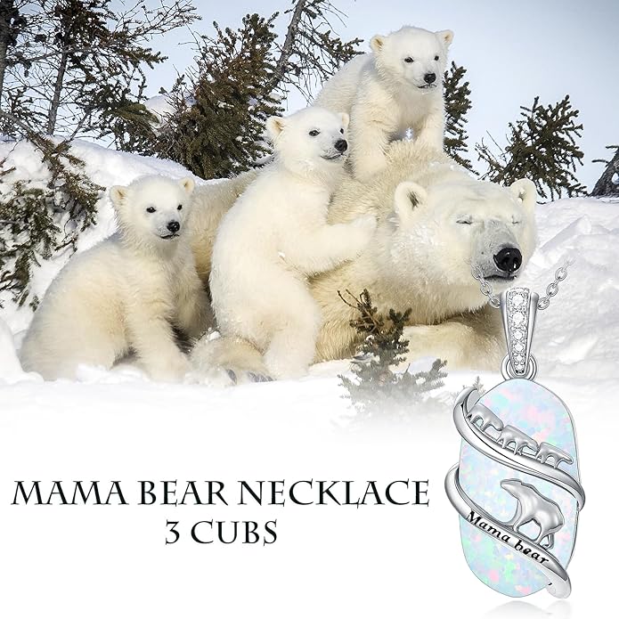 Opal Mama Bear/Panda/Cat/Koala/Sloth/Cardinal/Unicorn Necklace 925 Sterling Silver Opal Animal Pendant Jewelry Birthday Gifts Women Her Mom