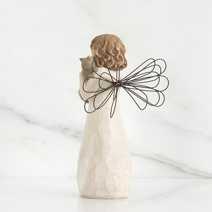 Willow Tree with affection Angel, I Love Our Friendship, Gift to Celebrate Loving Pets and Cat Lovers, Sculpted Hand-Painted Figurine