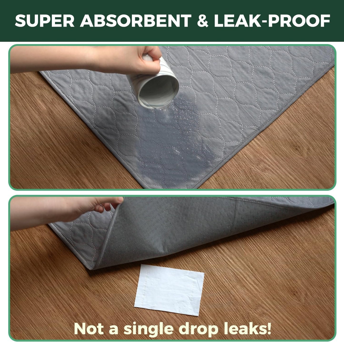 FXW Washable Pee Pads for Dogs, Puppy Pads with Super Absorbent, Specifically Designed for FXW Rollick/Homeplus 32inch 6 Panels Dog Playpen, 72" × 43" Rectangle, Gray, 1 Pack