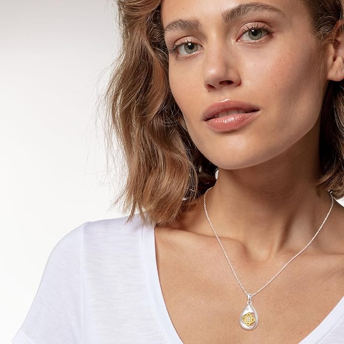 TANGPOET Teardrop Ashes Necklace 925 Sterling Silver Urn Necklace, Cremation Jewellery for Ashes Pendant, Gifts for Women Ladies, with Funnel Filler Kit