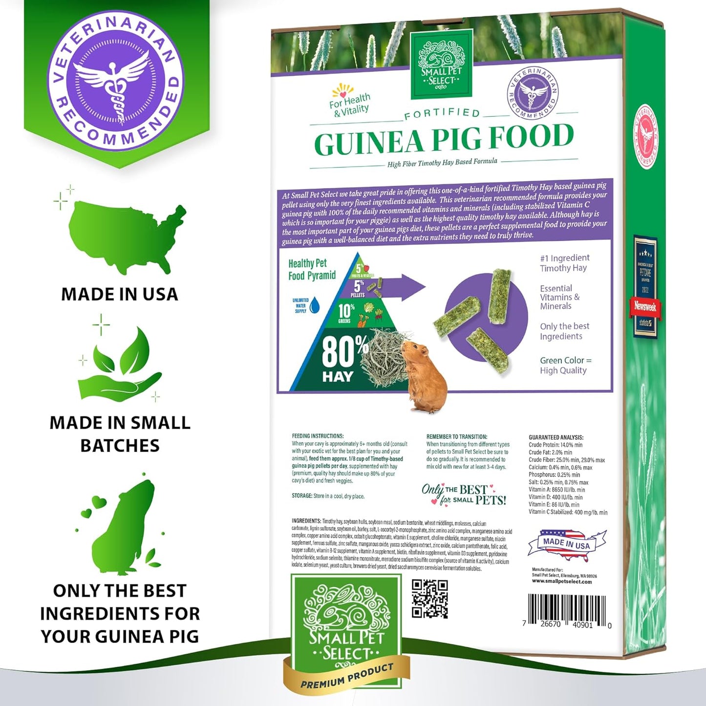 Small Pet Select Guinea Pig Food Pellets, 40lb